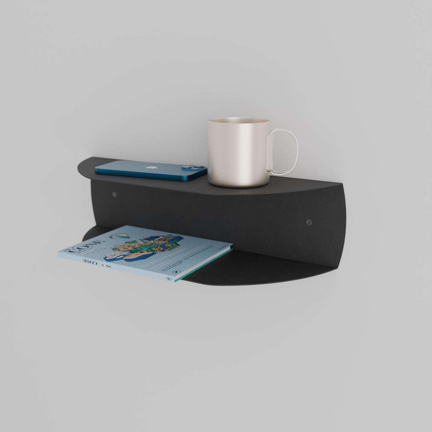 Modern Floating Shelf, Minimalist Bedside Shelf, Metal Floating Nightstand, Minimalist Side Table
