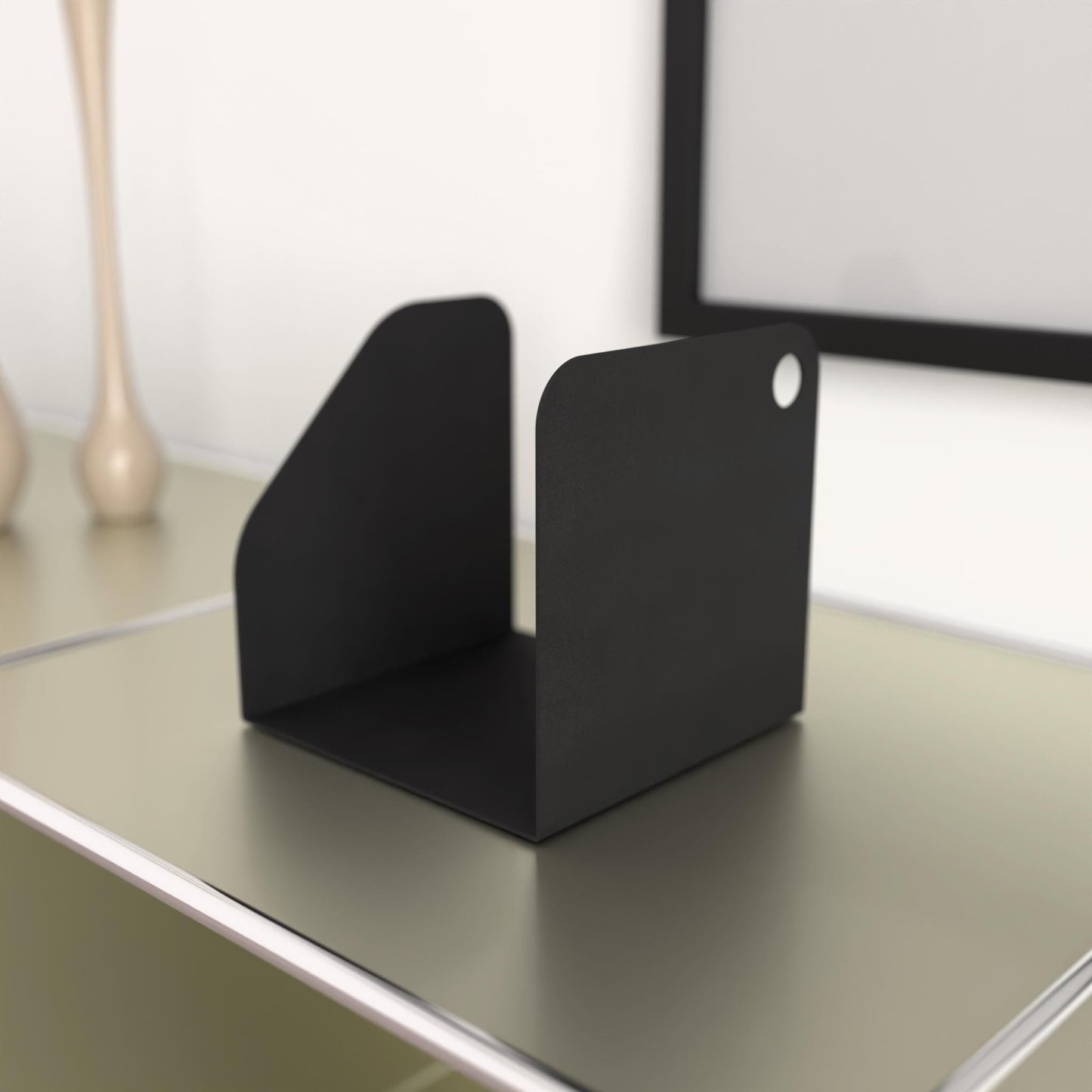 Minimalist Black Book Holder, Modern Metal Record Stand, Metal Black Book Stand, Minimalist Metal Magazine Rack