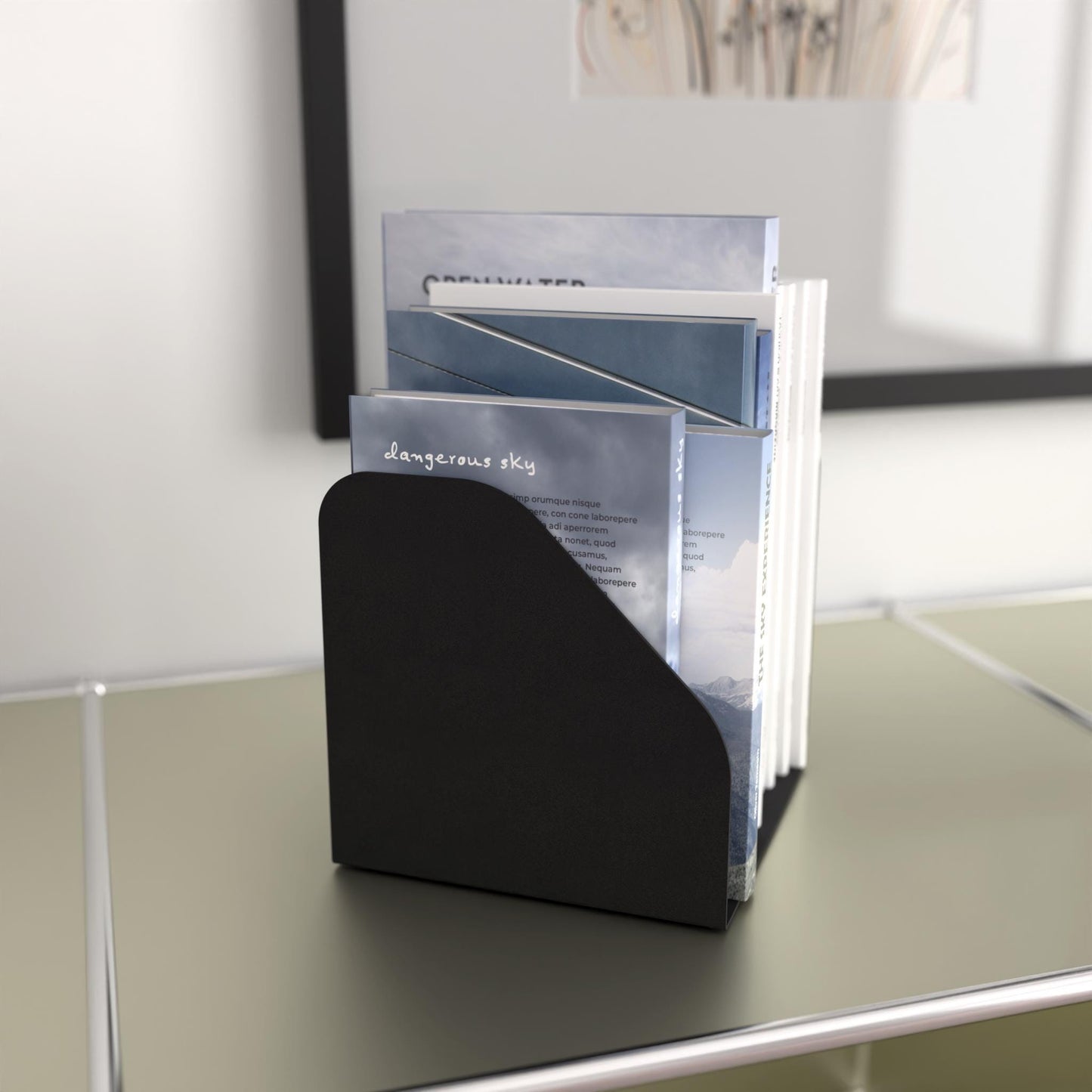 Minimalist Black Book Holder, Modern Metal Record Stand, Metal Black Book Stand, Minimalist Metal Magazine Rack