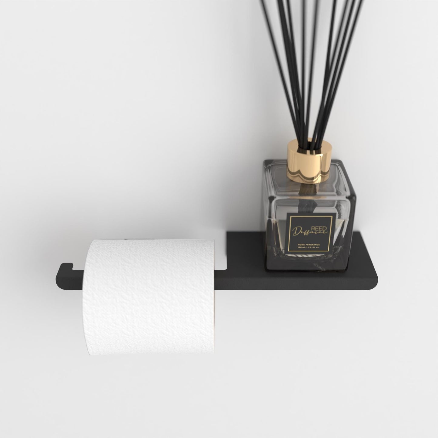 Minimalist Wall-Mounted Toilet Paper Holder with Shelf, Moder Metal Toilet Roll Holder, Minimalist Bathroom Accessories