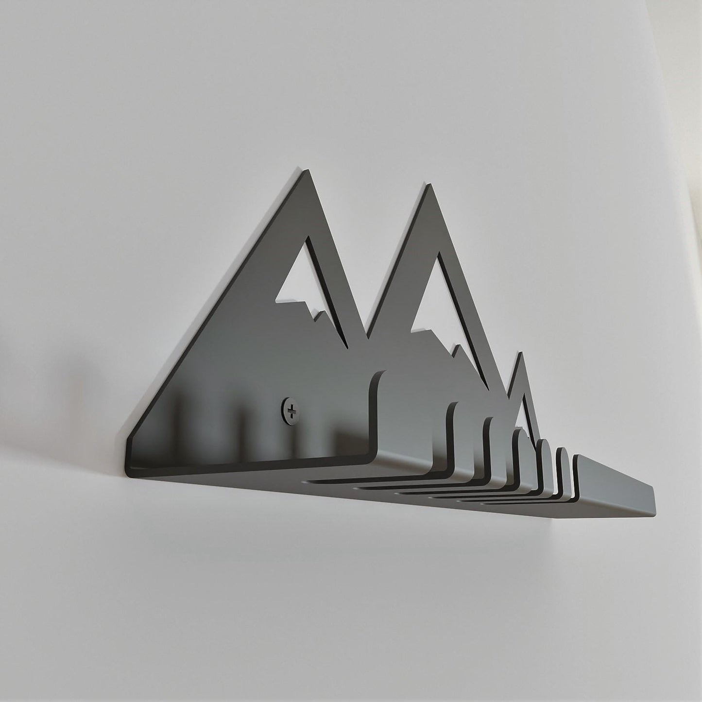 Entryway Organizer Wall Shelf with Hooks, Mountain Design Key Holder for Wall, Mail and Key Holder Wall Floating Shelf