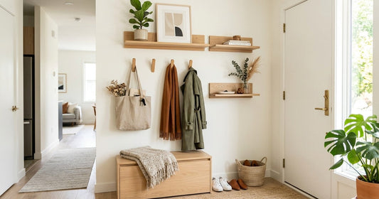 How To Style A Modern Entryway With Wall-Mounted Coat Hooks And Floating Shelves