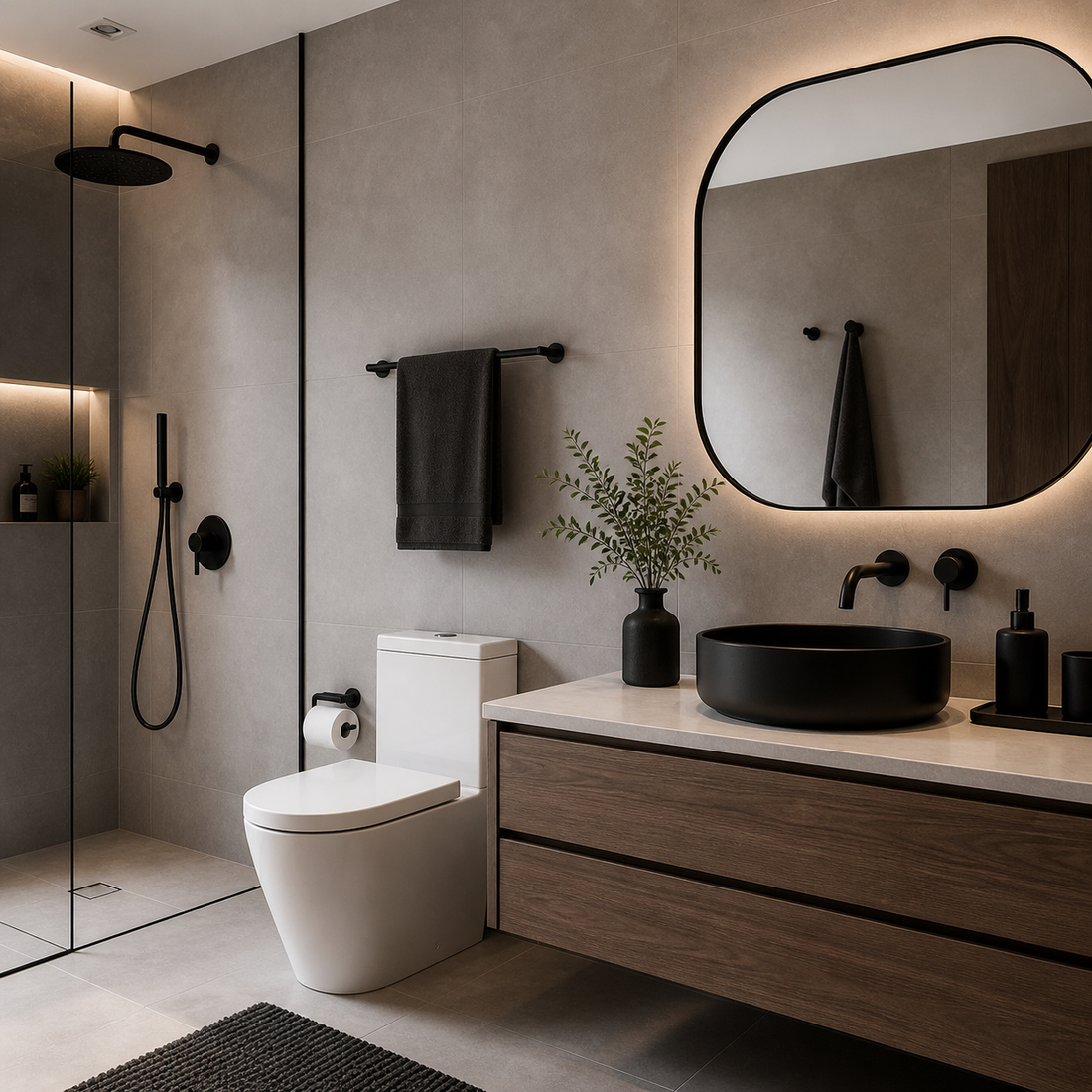 How To Style A Modern Bathroom With Matte Black Accessories