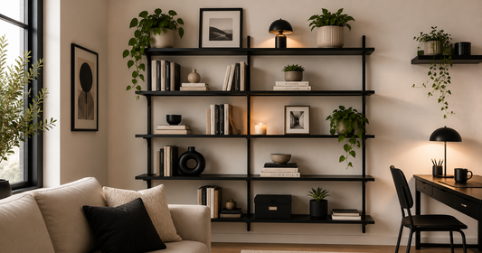 How To Style A Modern Metal Bookshelf: Book Wall And Shelf Styling Ideas For Small Spaces