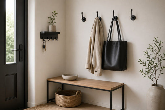 How To Style A Minimalist Entryway With Metal Wall Hooks And Key Holders