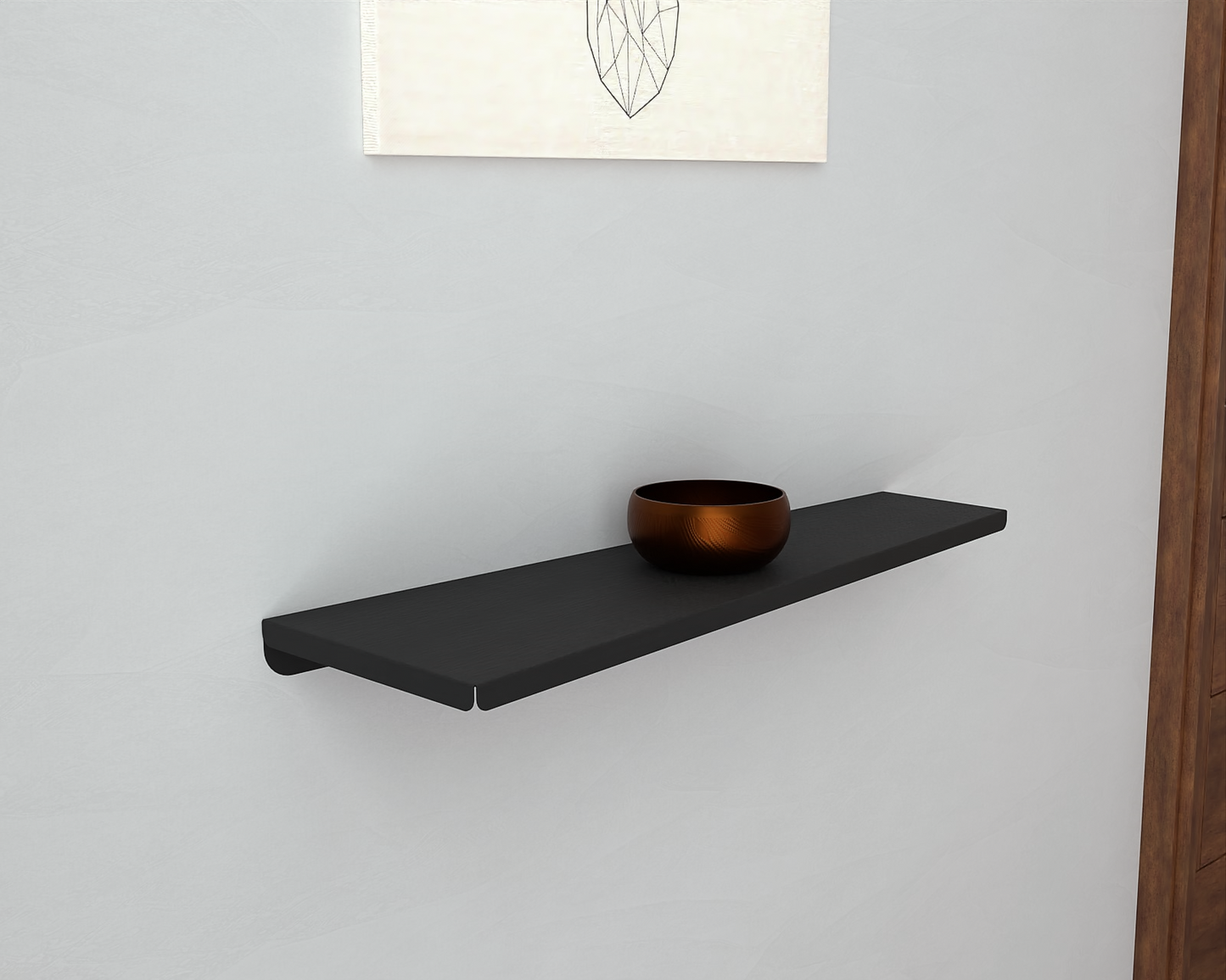 NEXORA - Modern Black Metal Floating Shelf | DnzHomeDesign