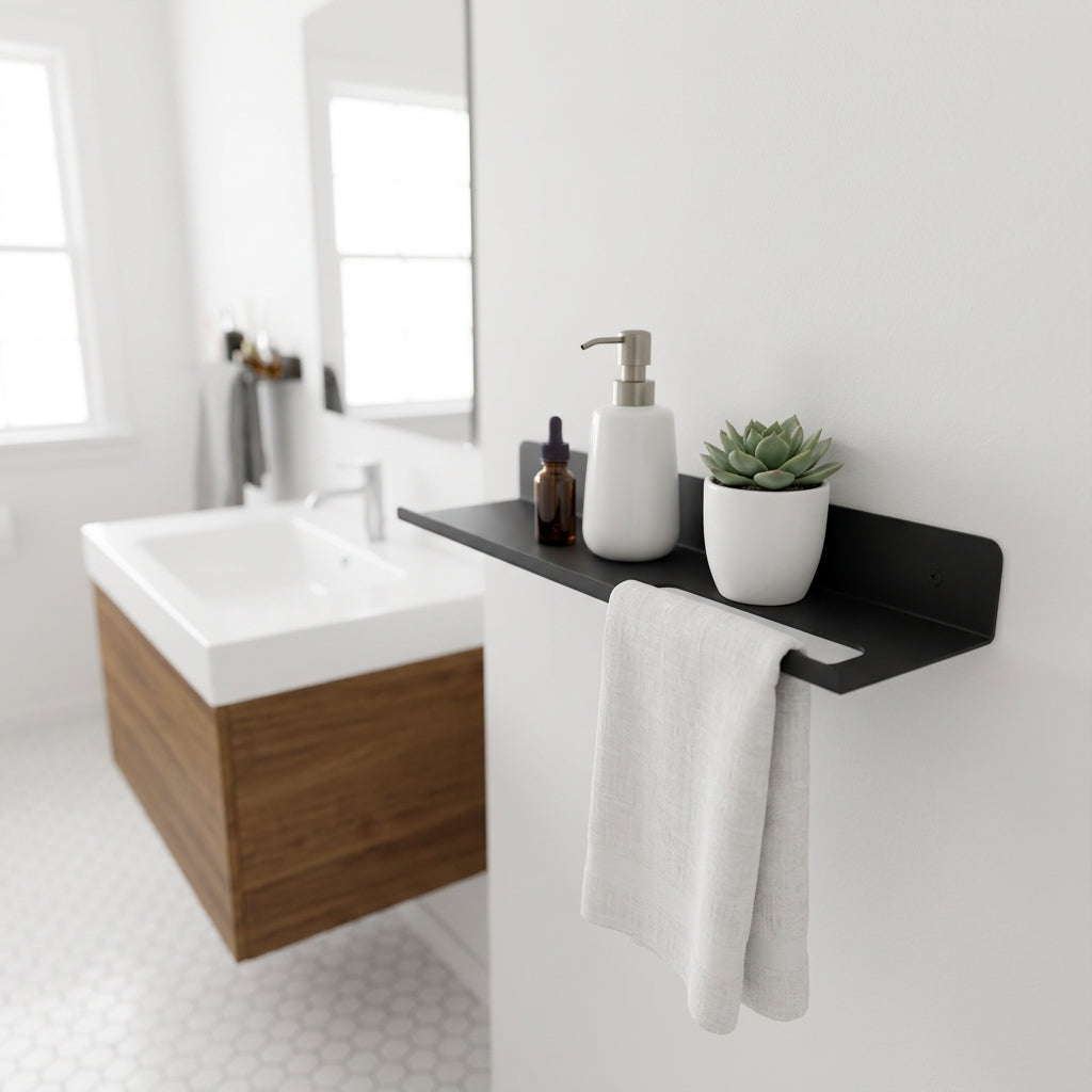 ARTESO Bathroom Shelf with Towel Holder | DnzHomeDesign