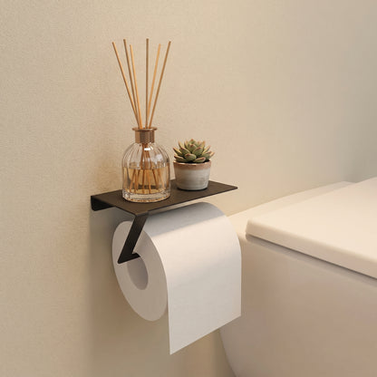 NOVA Toilet Paper Holder with Shelf: Matte Black | DnzHomeDesign