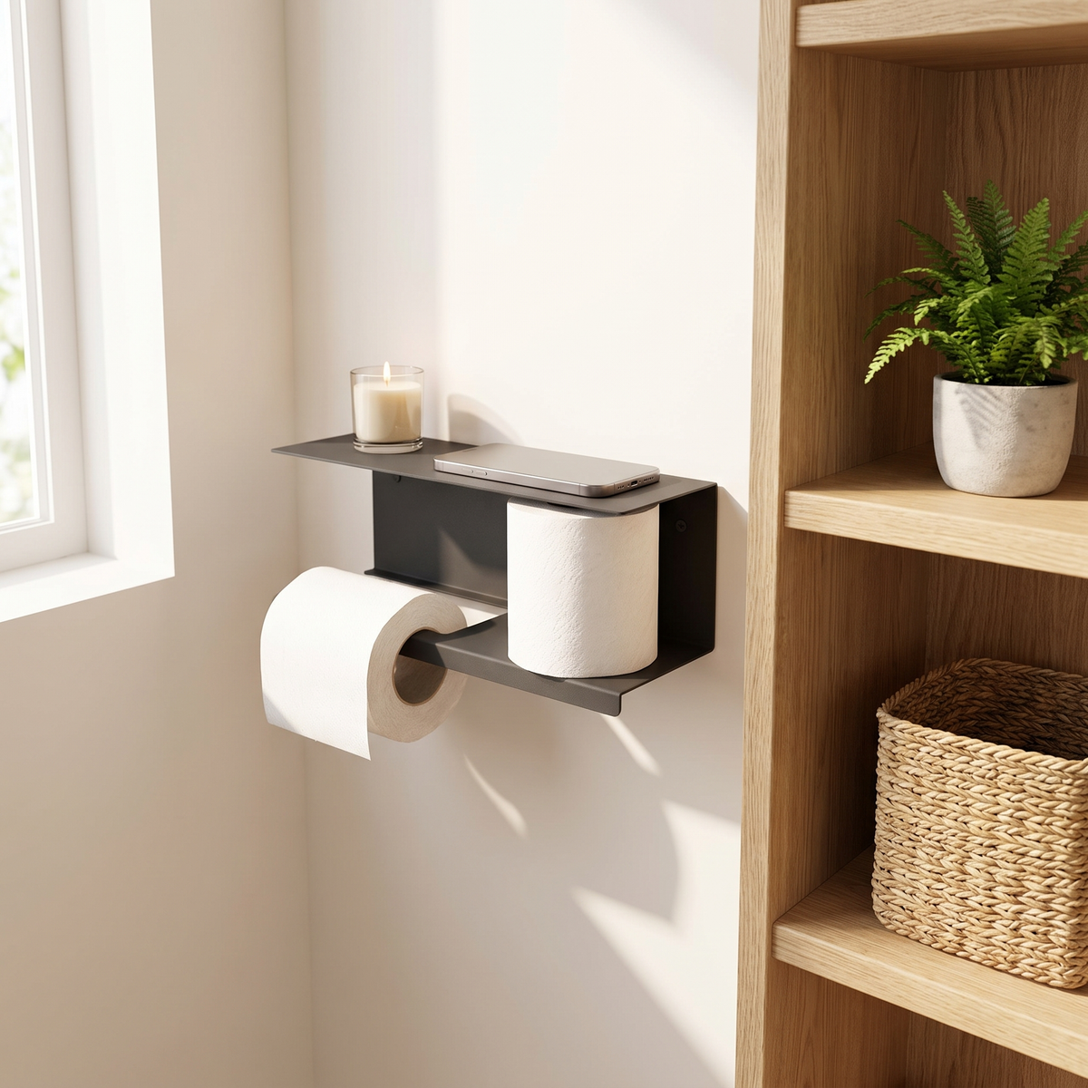 NIXUS Modern Toilet Paper Holder Shelf