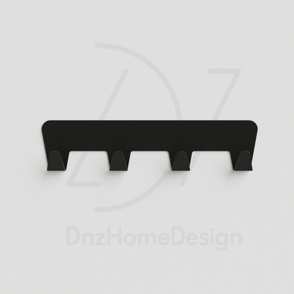 ANORA Adhesive Wall Hook Rack - No-Drill Matte Black Steel Coat Rack
