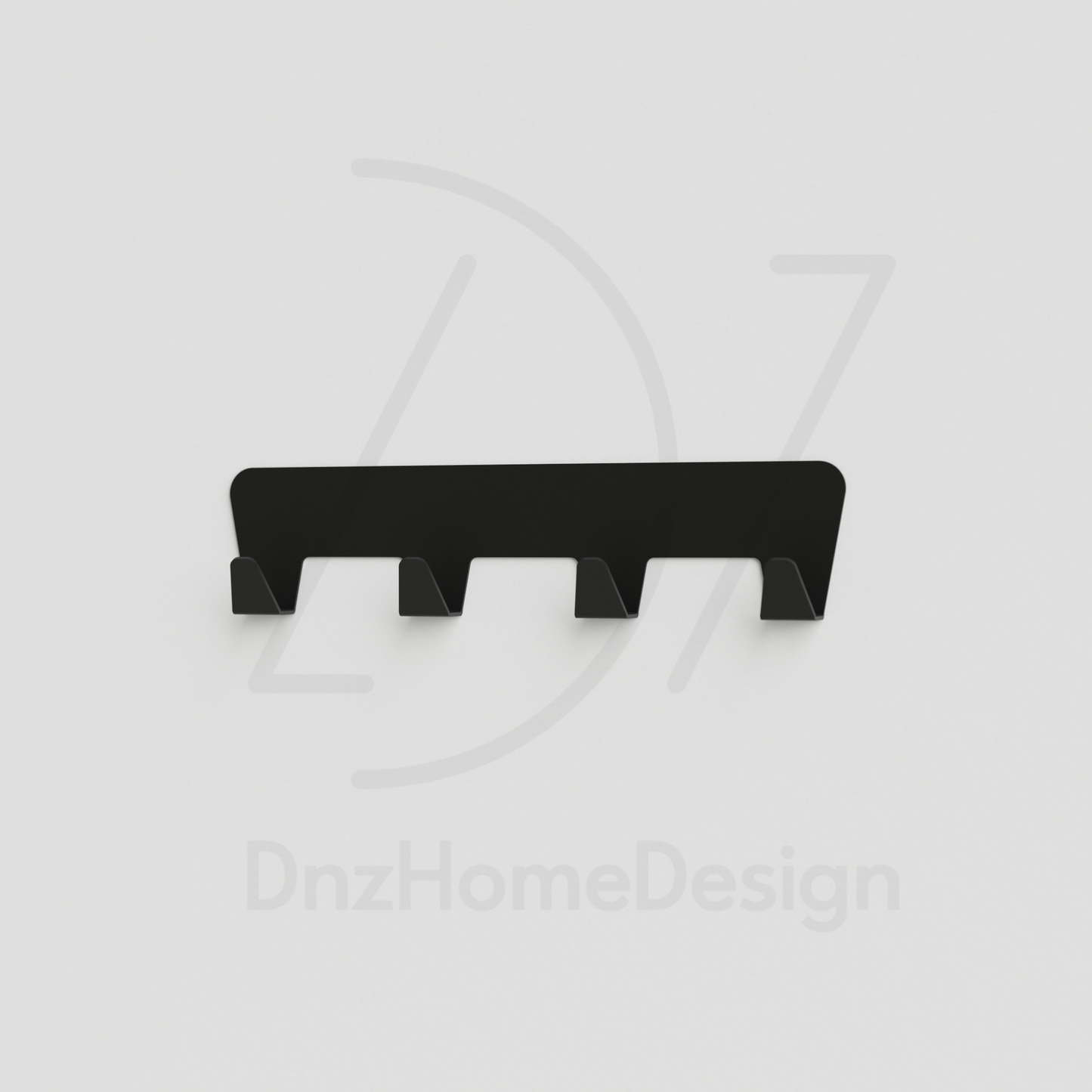 ANORA Adhesive Wall Hook Rack - No-Drill Matte Black Steel Coat Rack