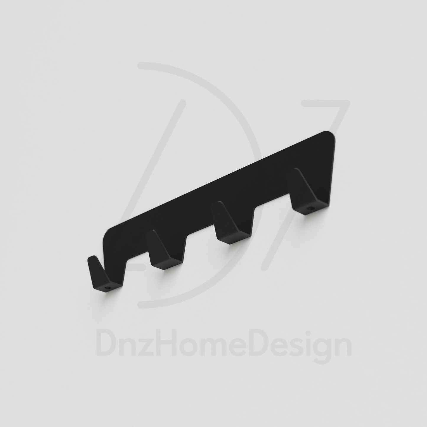 ANORA Adhesive Wall Hook Rack - No-Drill Matte Black Steel Coat Rack