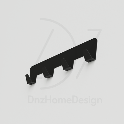 ANORA Adhesive Wall Hook Rack - No-Drill Matte Black Steel Coat Rack