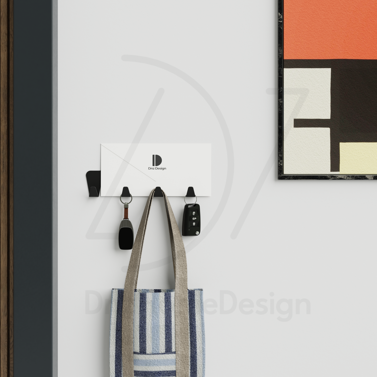 ANORA Adhesive Wall Hook Rack - No-Drill Matte Black Steel Coat Rack