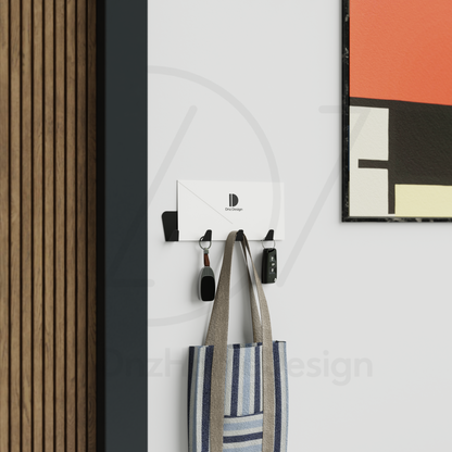 ANORA Adhesive Wall Hook Rack - No-Drill Matte Black Steel Coat Rack