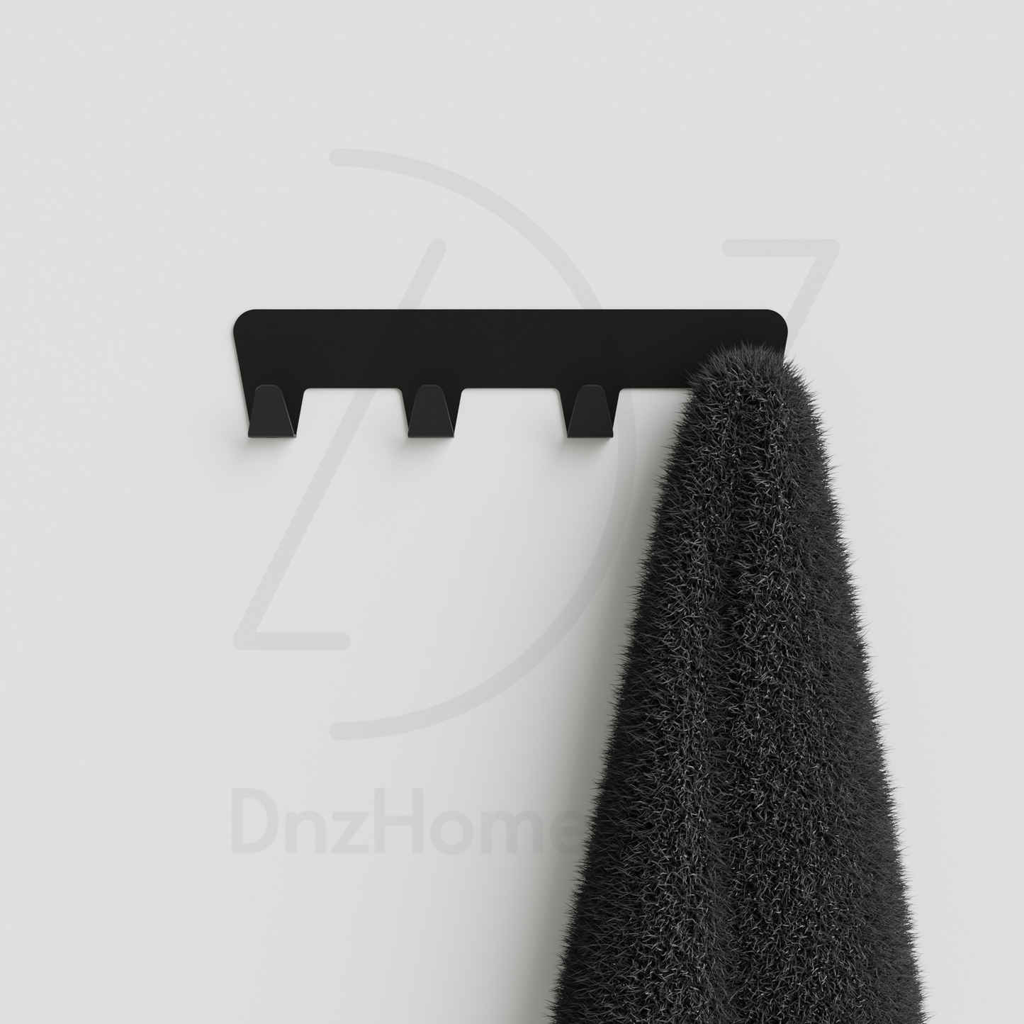 ANORA Adhesive Wall Hook Rack - No-Drill Matte Black Steel Coat Rack