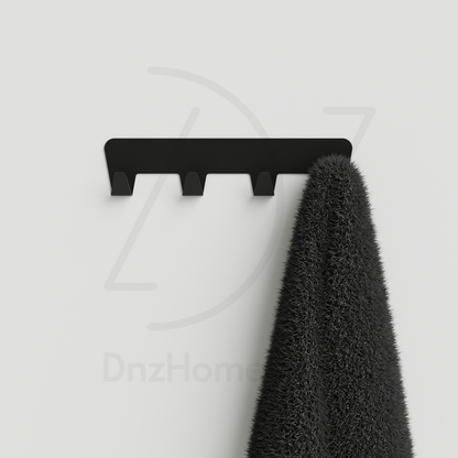 ANORA Adhesive Wall Hook Rack - No-Drill Matte Black Steel Coat Rack