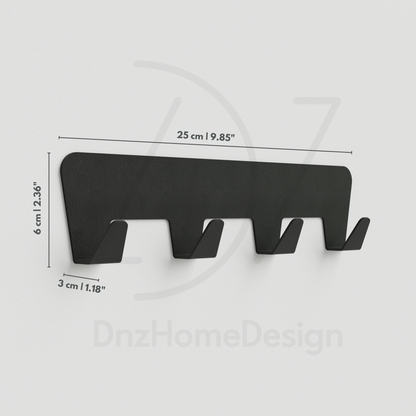 ANORA Adhesive Wall Hook Rack - No-Drill Matte Black Steel Coat Rack