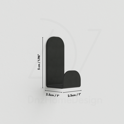 PINO Adhesive Wall Hooks - No-Drill Matte Black Steel Hook Set of 4