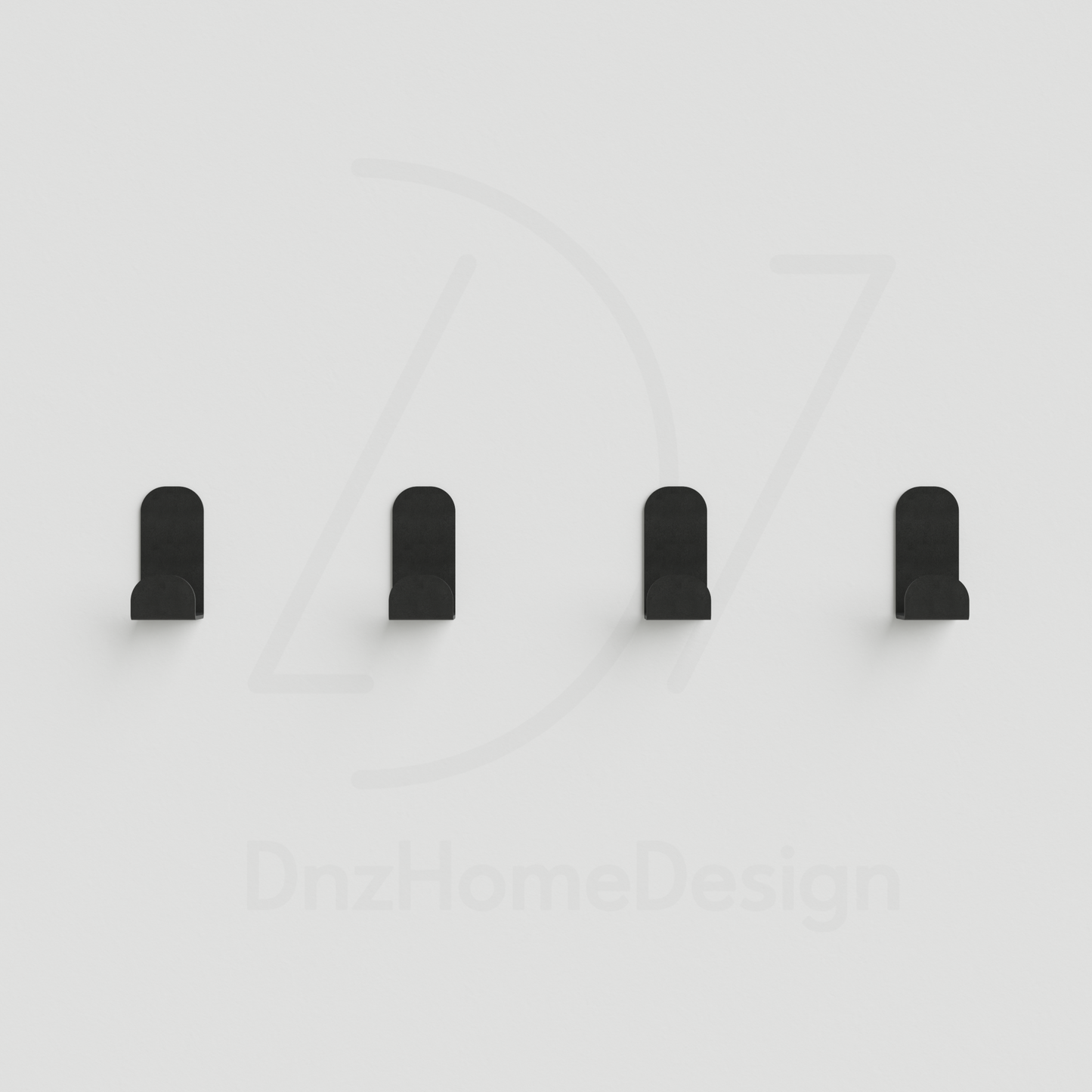 PINO Adhesive Wall Hooks - No-Drill Matte Black Steel Hook Set of 4