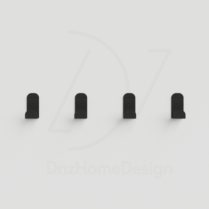 PINO Adhesive Wall Hooks - No-Drill Matte Black Steel Hook Set of 4