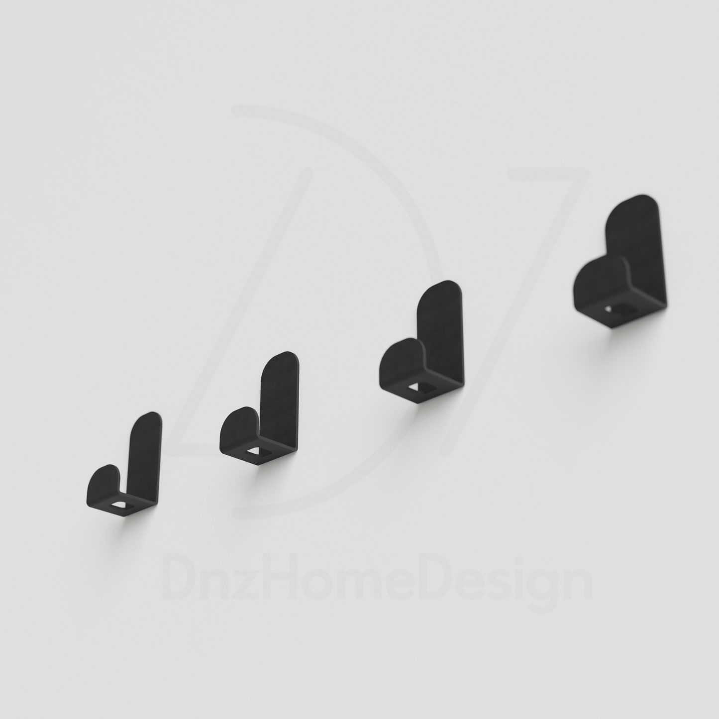 PINO Adhesive Wall Hooks - No-Drill Matte Black Steel Hook Set of 4