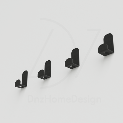 PINO Adhesive Wall Hooks - No-Drill Matte Black Steel Hook Set of 4