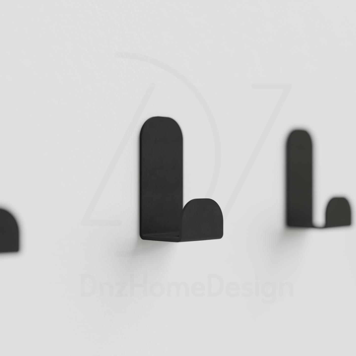 PINO Adhesive Wall Hooks - No-Drill Matte Black Steel Hook Set of 4
