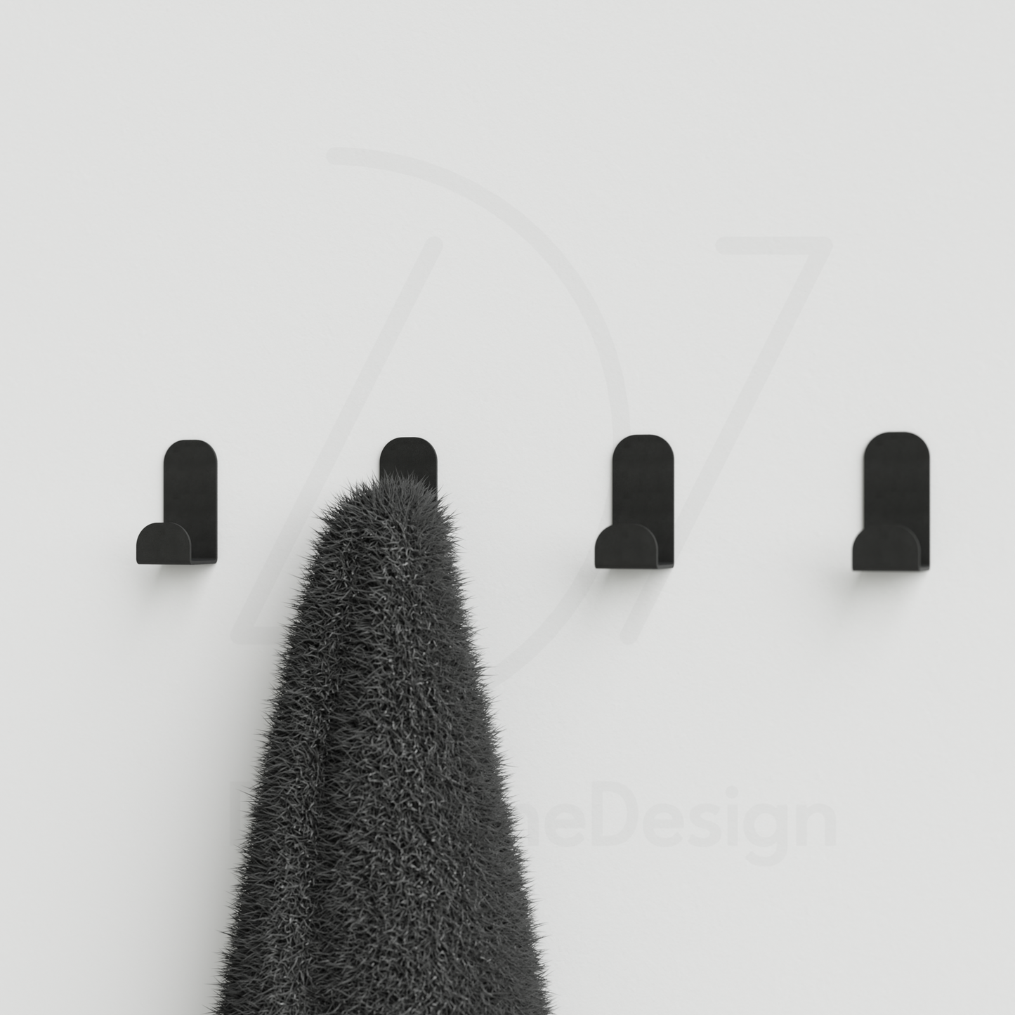 PINO Adhesive Wall Hooks - No-Drill Matte Black Steel Hook Set of 4