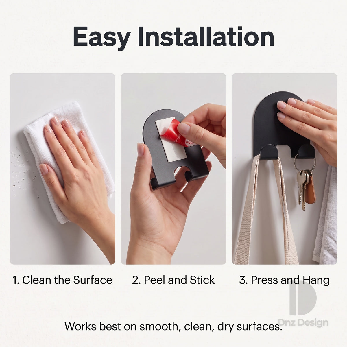 ARKO No-Drill Wall Hook - Adhesive Key Holder & Towel Hook Set
