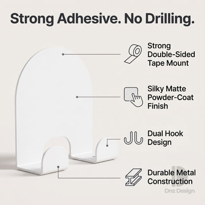 ARKO No-Drill Wall Hook - Adhesive Key Holder & Towel Hook Set