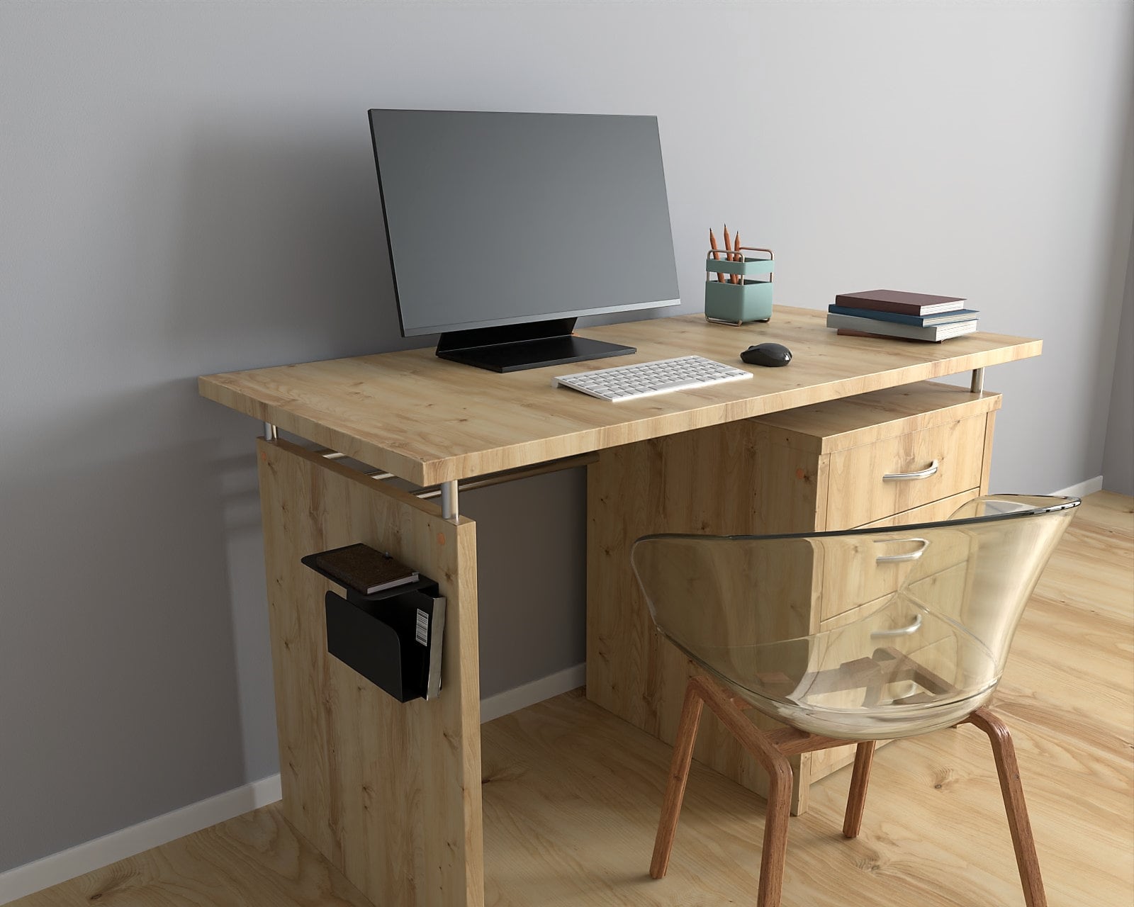 Floating Nightstand with Bookshelf, Modern Floating Bedside Table, Minimalist Bookshelf Decor, Desk Shelf