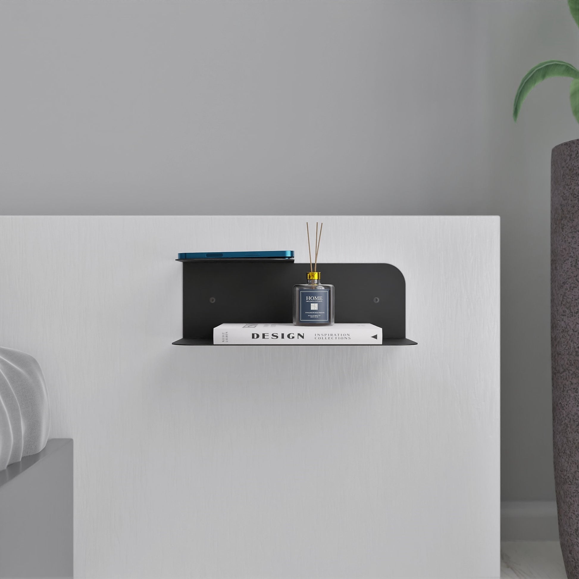 minimalist wall mounted dual floating nightstand shelf