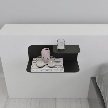 minimalist wall mounted dual floating nightstand shelf