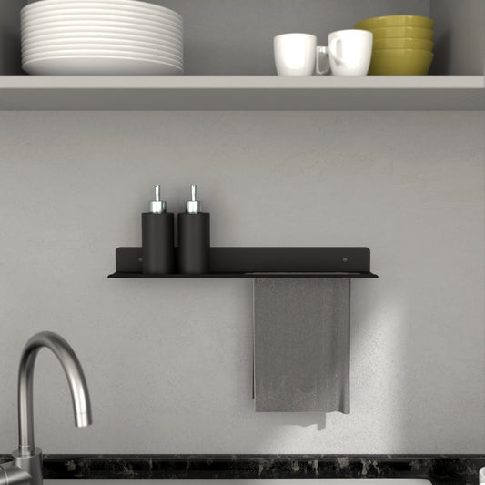 Minimalist Towel Rack with Shelf, Kitchen Shelf, Bathroom Organizer, Hand Towel Holder, Kitchen Storage, Towel Bar, Bathroom Accessories