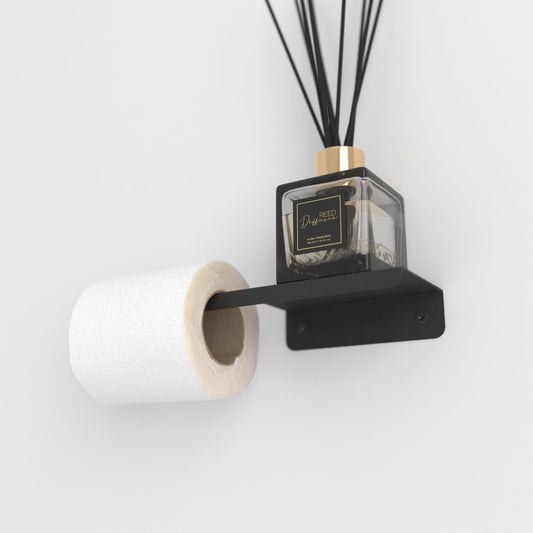 Minimalist Wall-Mounted Toilet Paper Holder with Shelf, Moder Metal Toilet Roll Holder, Minimalist Bathroom Accessories